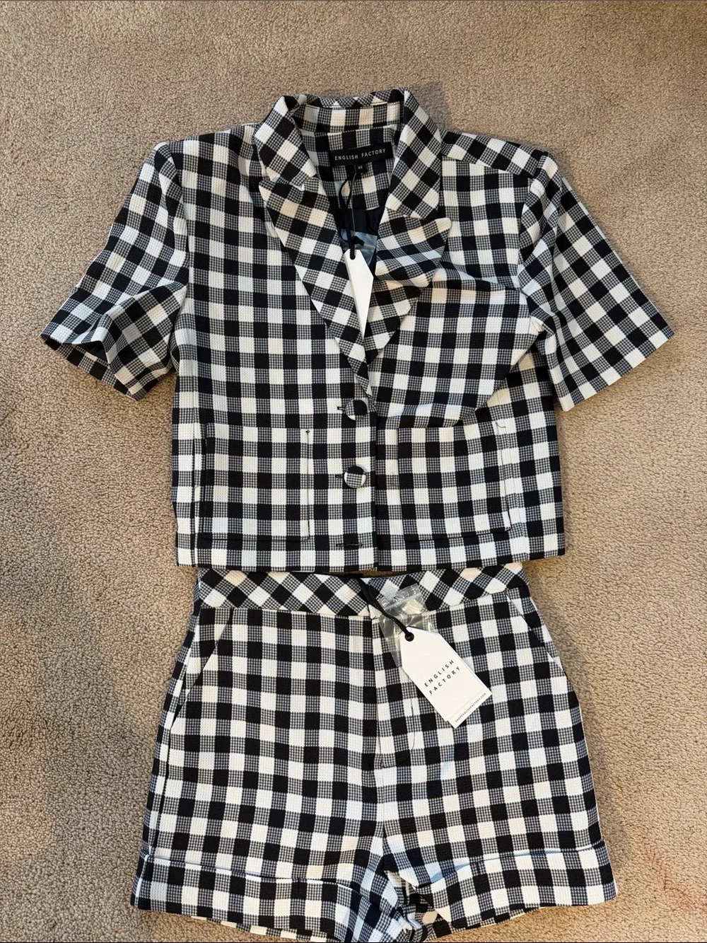 English Factory Black & White Gingham Short Set